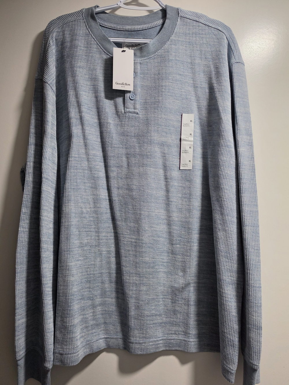 Goodfellow & Co. Men's Long Sleeve Henley - Light Blue